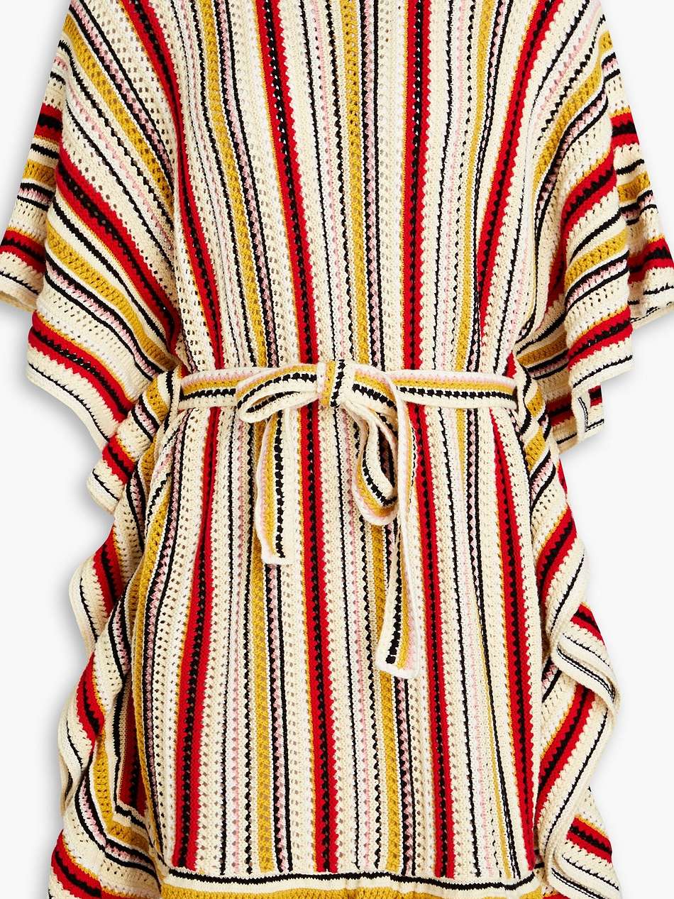 striped crocheted cotton mini dress