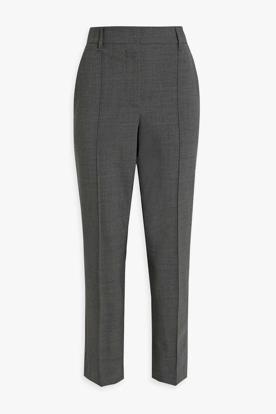 Brunello Cucinelli Cropped Wool-blend Straight-leg Pants In Dark Gray