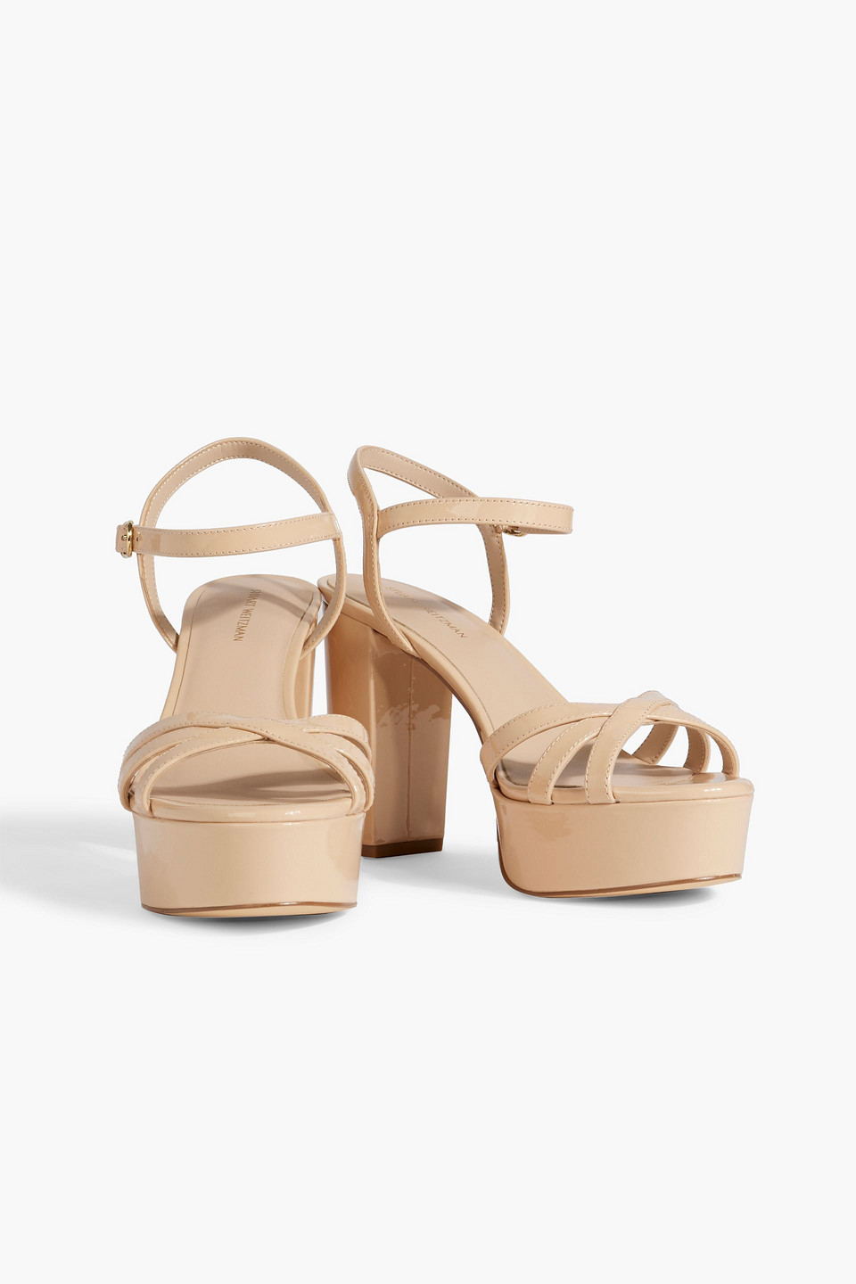 Shop Stuart Weitzman Ivona Patent-leather Platform Sandals In Neutral