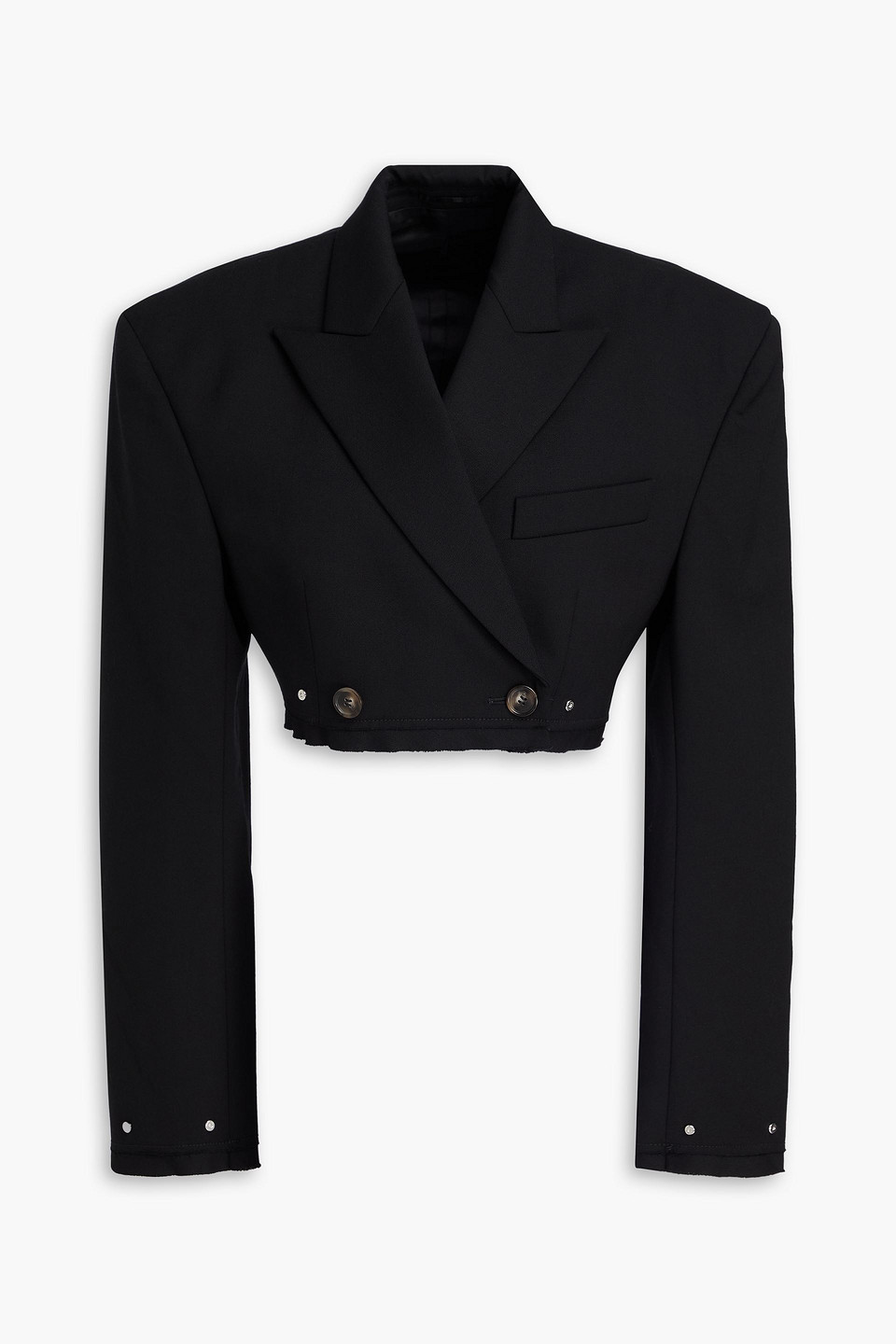 Dion Lee Cropped Wool-blend Twill Blazer In Black