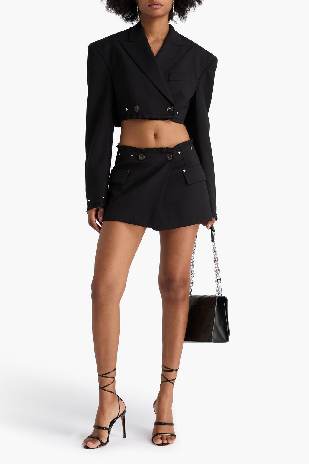 DION LEE بليزر قصير من التويل المصنوع من مزيج الصوف