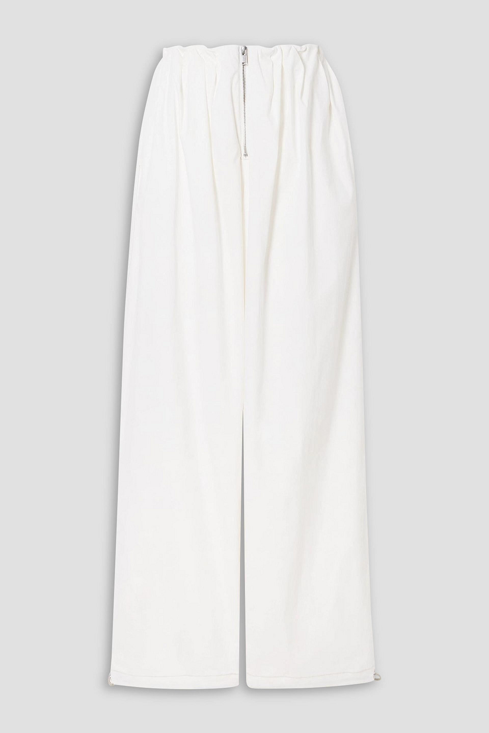 Dion Lee Gathered Washed Cotton-blend Wide-leg Pants In White