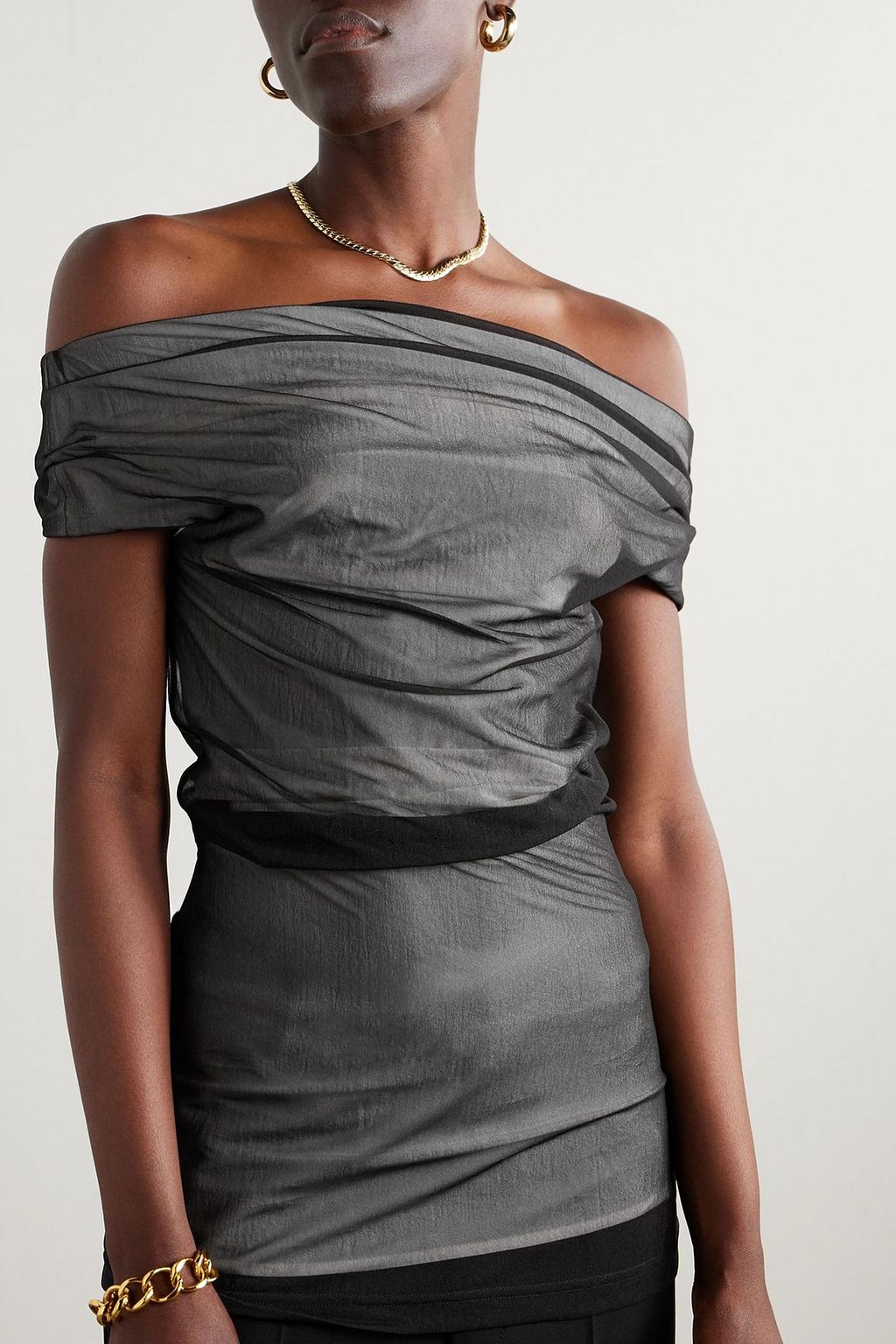 PROENZA SCHOULER Allegra off-the-shoulder tulle top