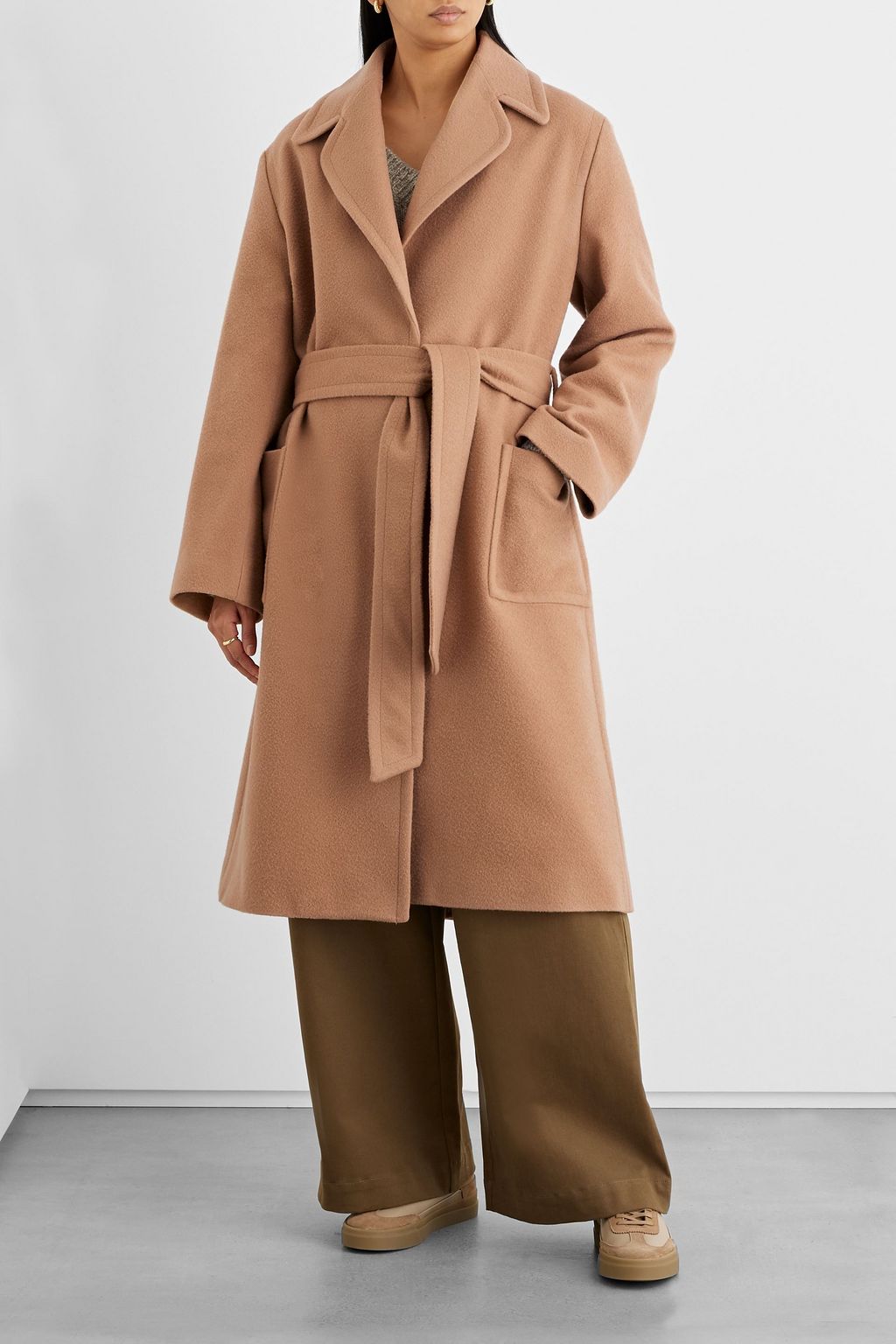 IRIS & INK Daphne belted wool-felt coat
