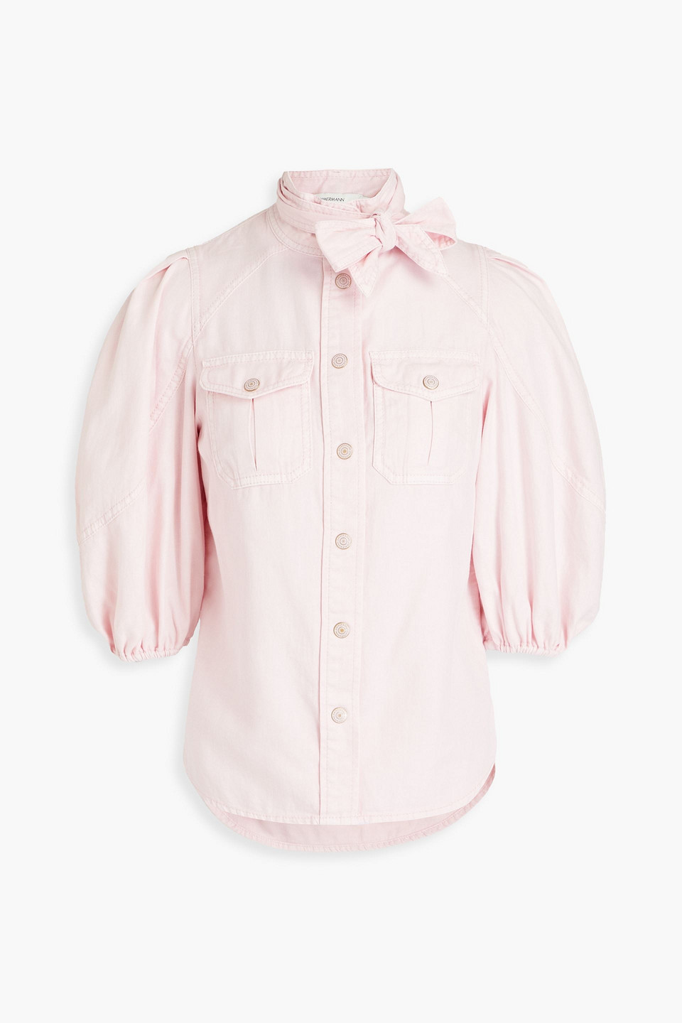 Zimmermann Hemd Aus Twill Aus Einer Baumwoll-leinenmischung Mit Falten Und Schluppe In Baby Pink