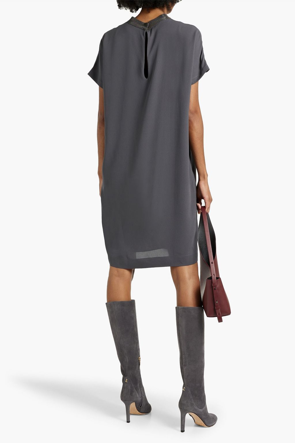 BRUNELLO CUCINELLI Bead-embellished silk-chiffon dress