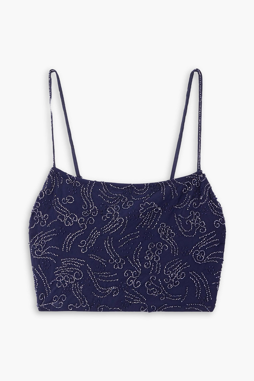 Staud Fermo Verkürztes Bustier Aus Tüll Mit Zierperlen In Blue
