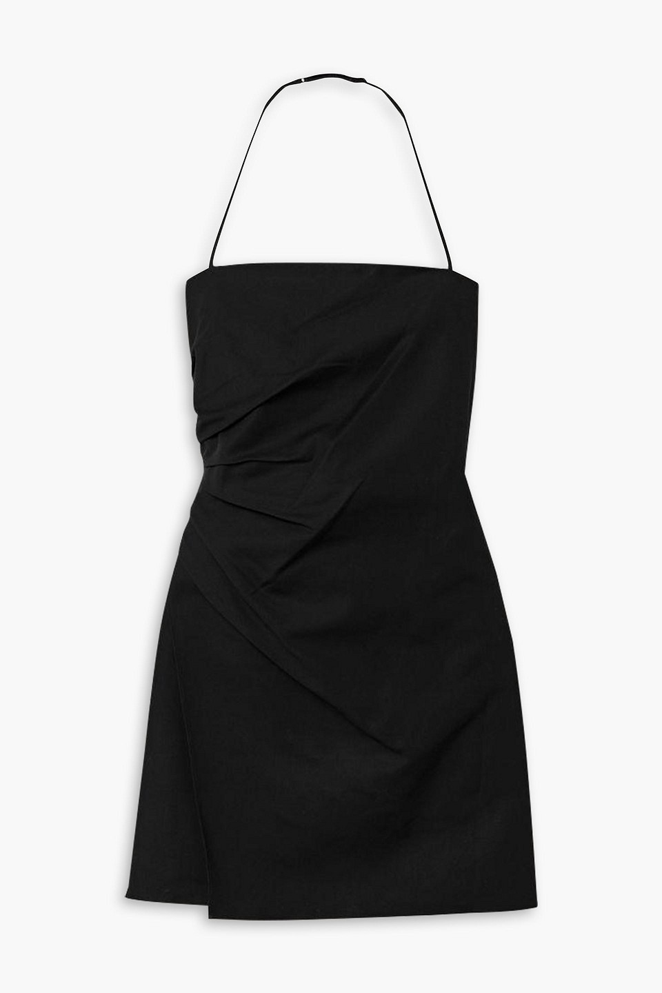 Charlie gathered stretch-cotton halterneck mini dress