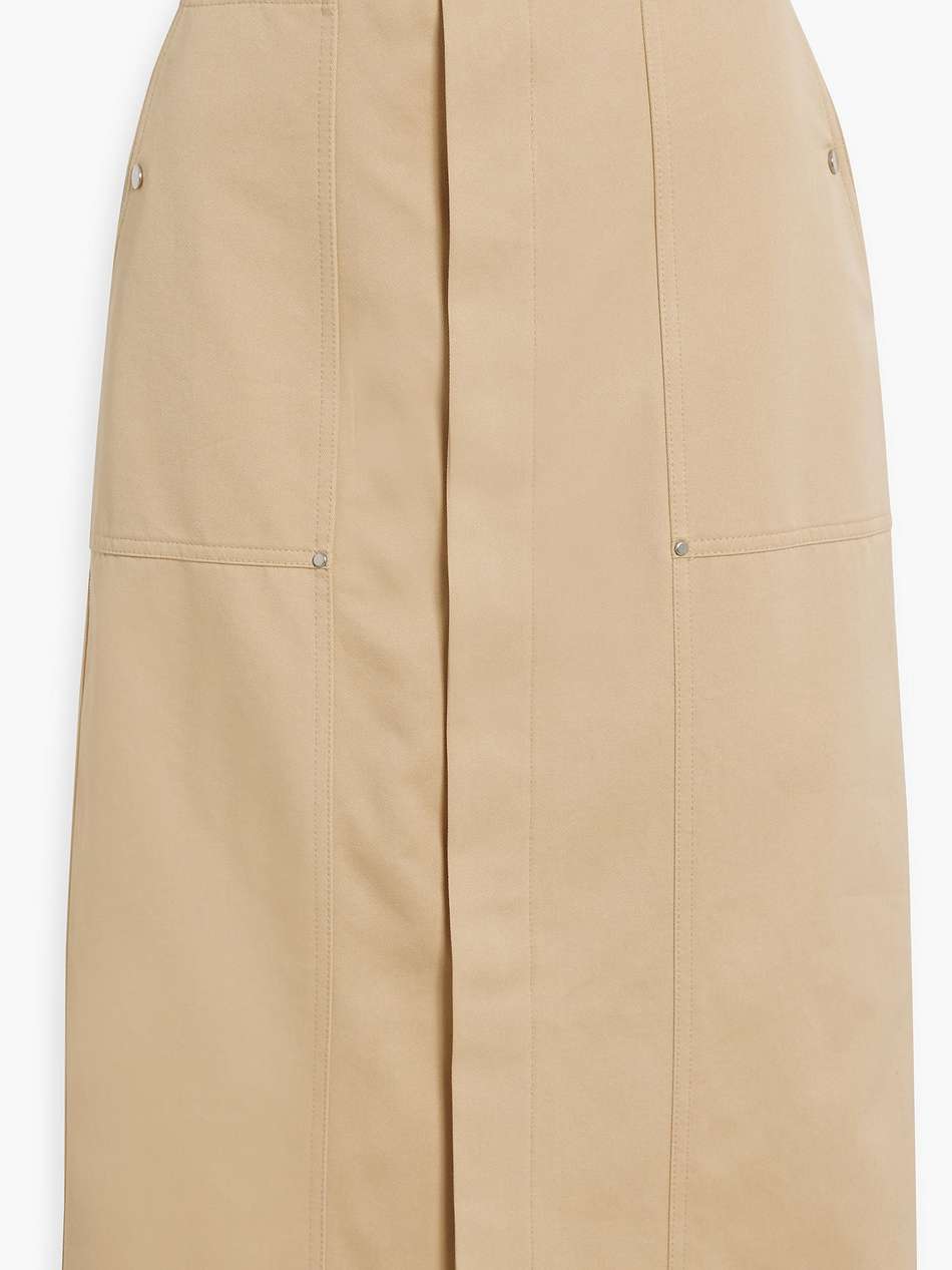 maia belted cotton-twill midi skirt