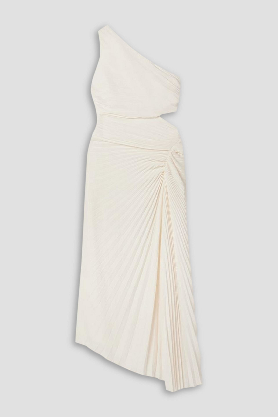 A.l.c Dahlia One-shoulder Cutout Pleated Crepe Maxi Dress In Ivory