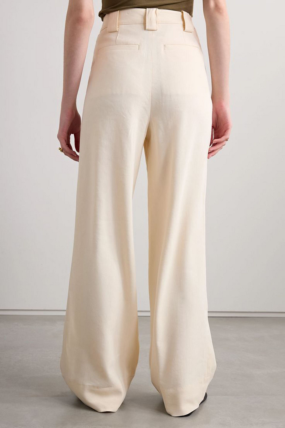 A.L.C TOMMY II PLEATED LINEN-BLEND TWILL WIDE-LEG PANTS