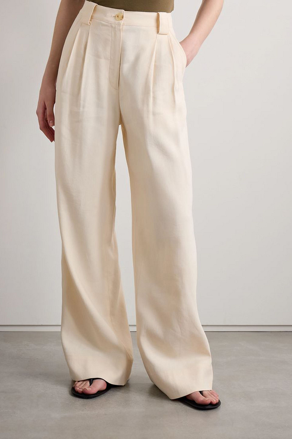 A.L.C TOMMY II PLEATED LINEN-BLEND TWILL WIDE-LEG PANTS