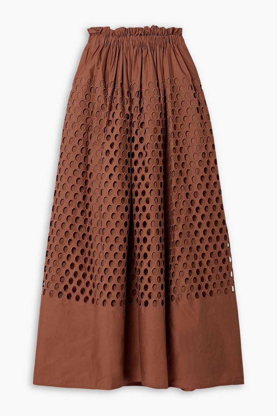 A.l.c Flora Broderie Anglaise Cotton Maxi Skirt In Brown