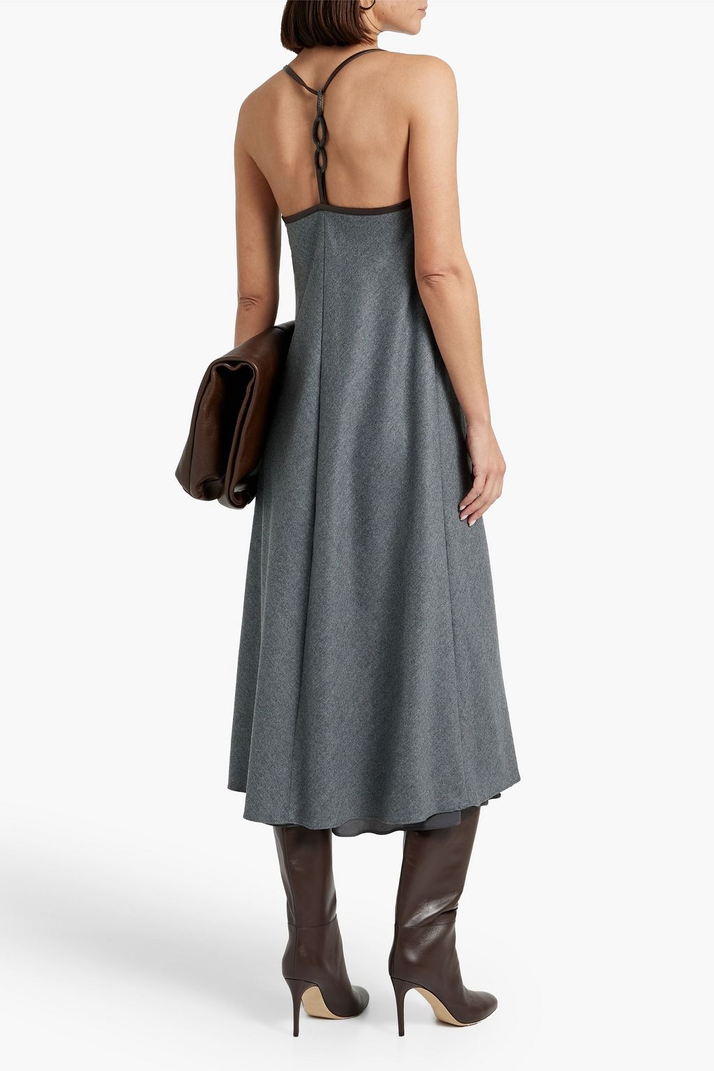 BRUNELLO CUCINELLI Bead-embellished flannel midi dress