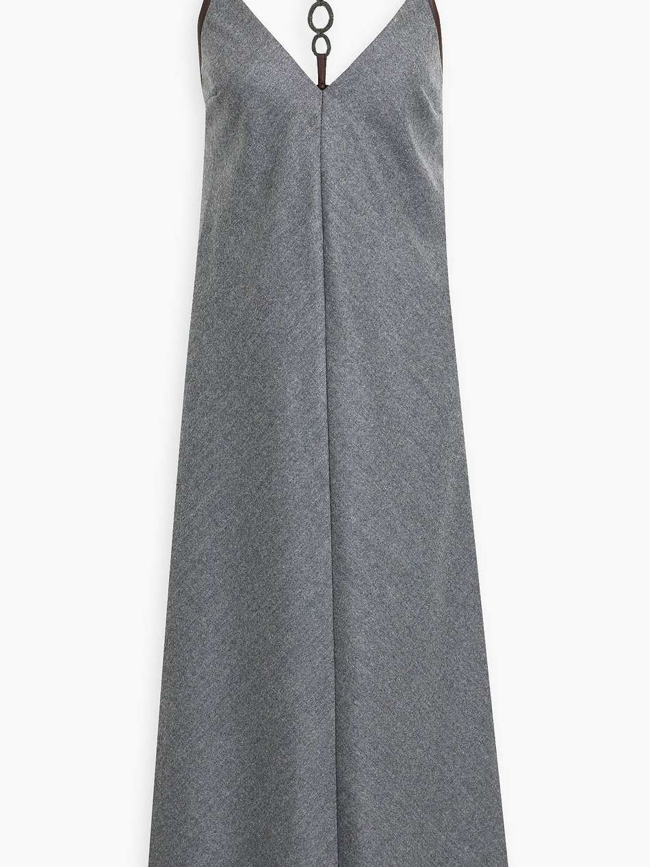bead-embellished flannel midi dress