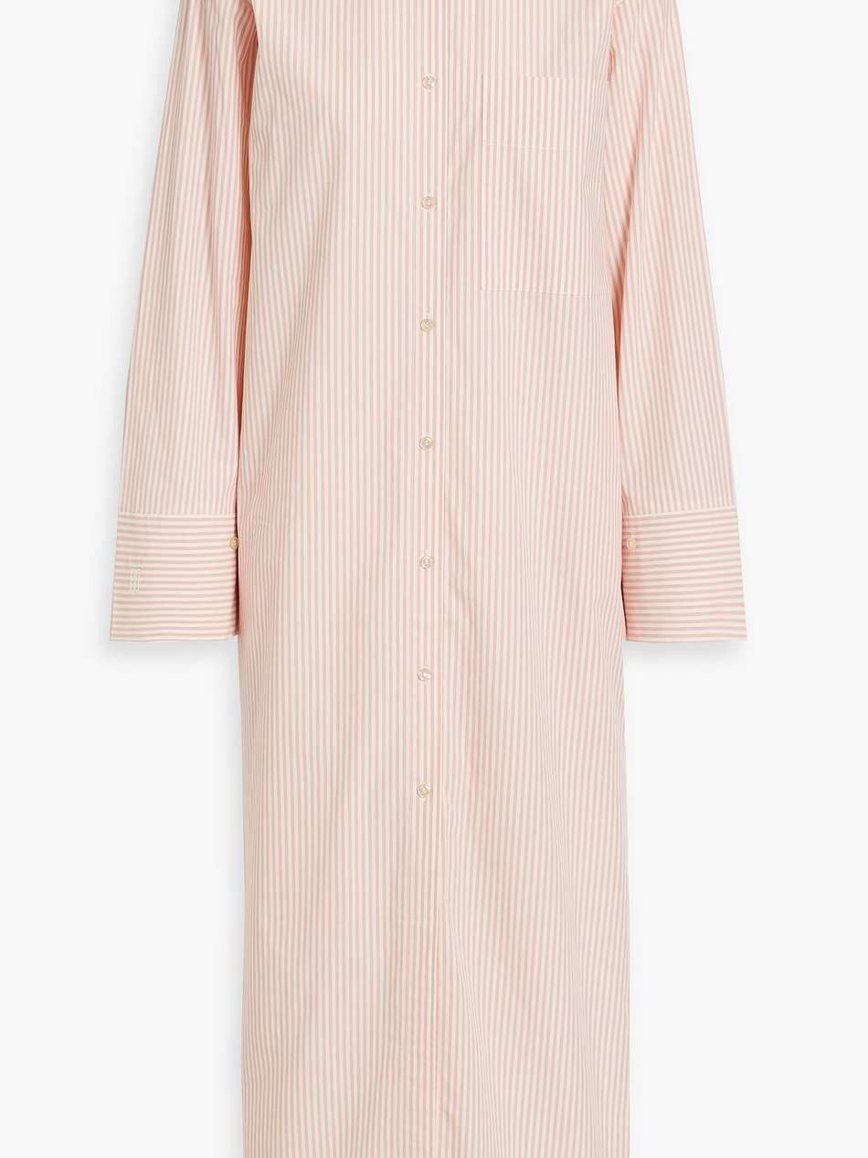 perros striped cotton-poplin maxi shirt dress