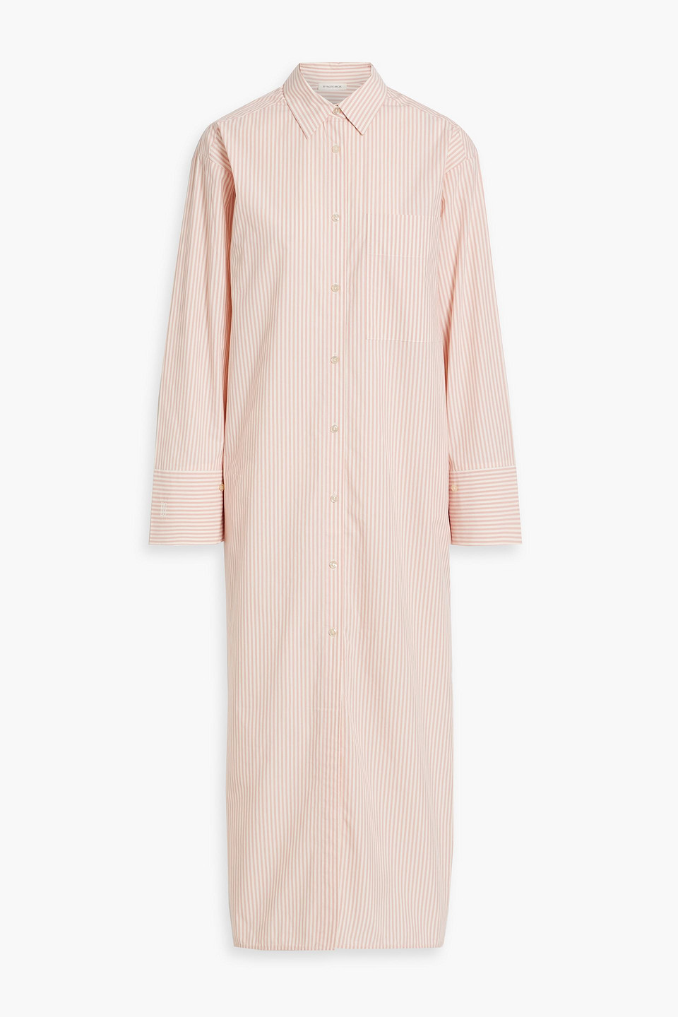 Perros striped cotton-poplin maxi shirt dress