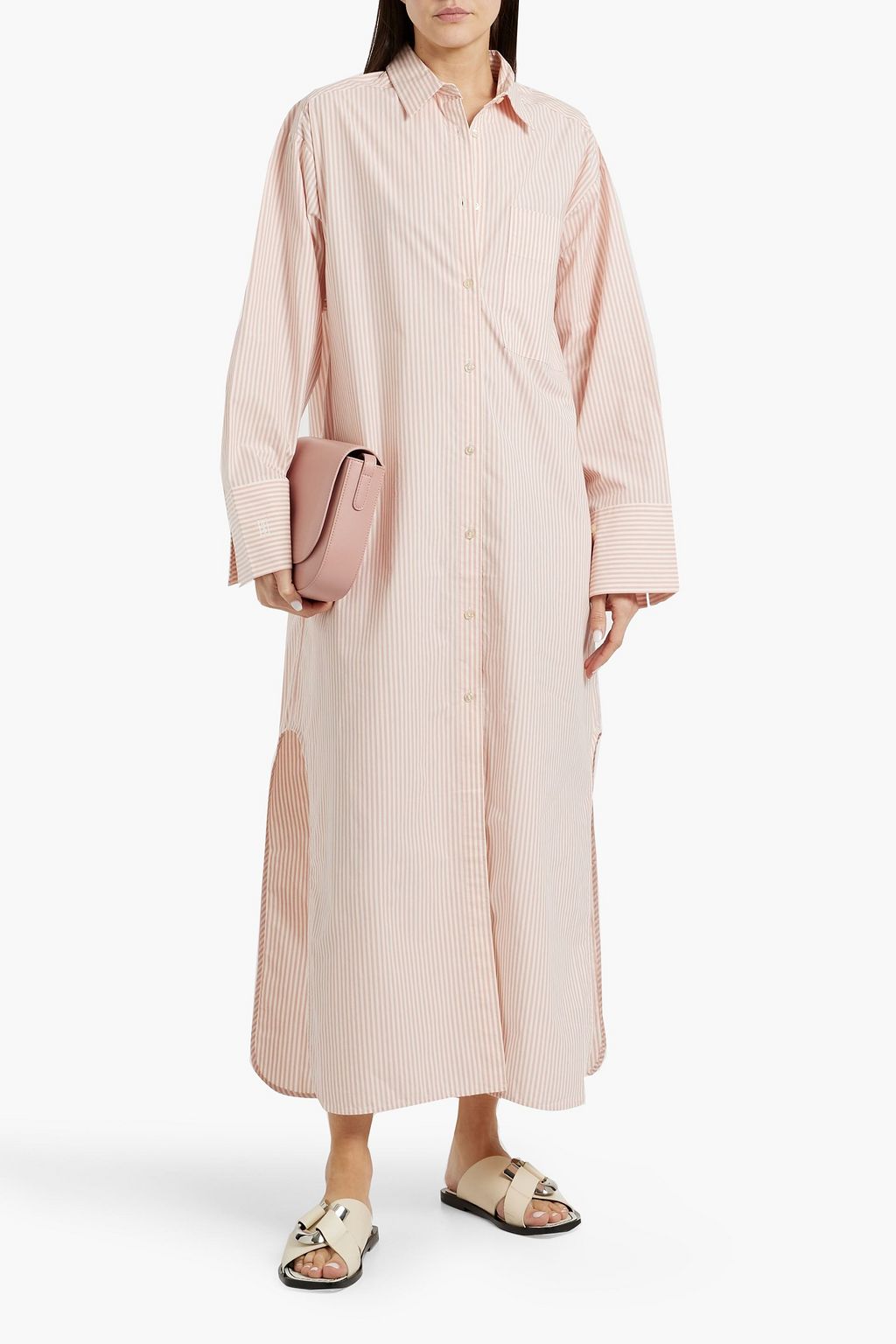 BY MALENE BIRGER فستان طويل "بيروس" على شكل قميص من قماش البوبلين القطني بتصميم مخطط