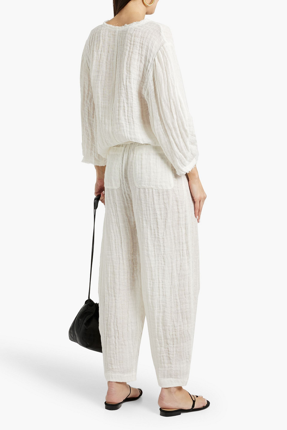 Shop By Malene Birger Mikele Linen-gauze Tapered Pants In Ivory