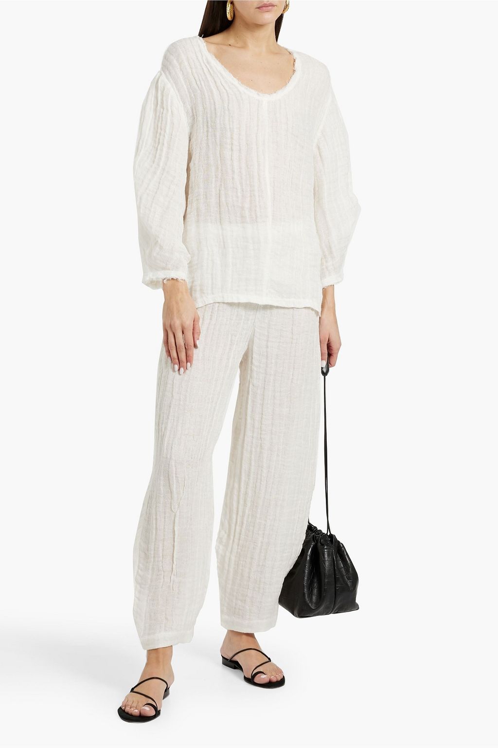 BY MALENE BIRGER بنطال "ميكيلي" بقصة تضيق تدريجيًا مصنوع من الكتّان الشبكي