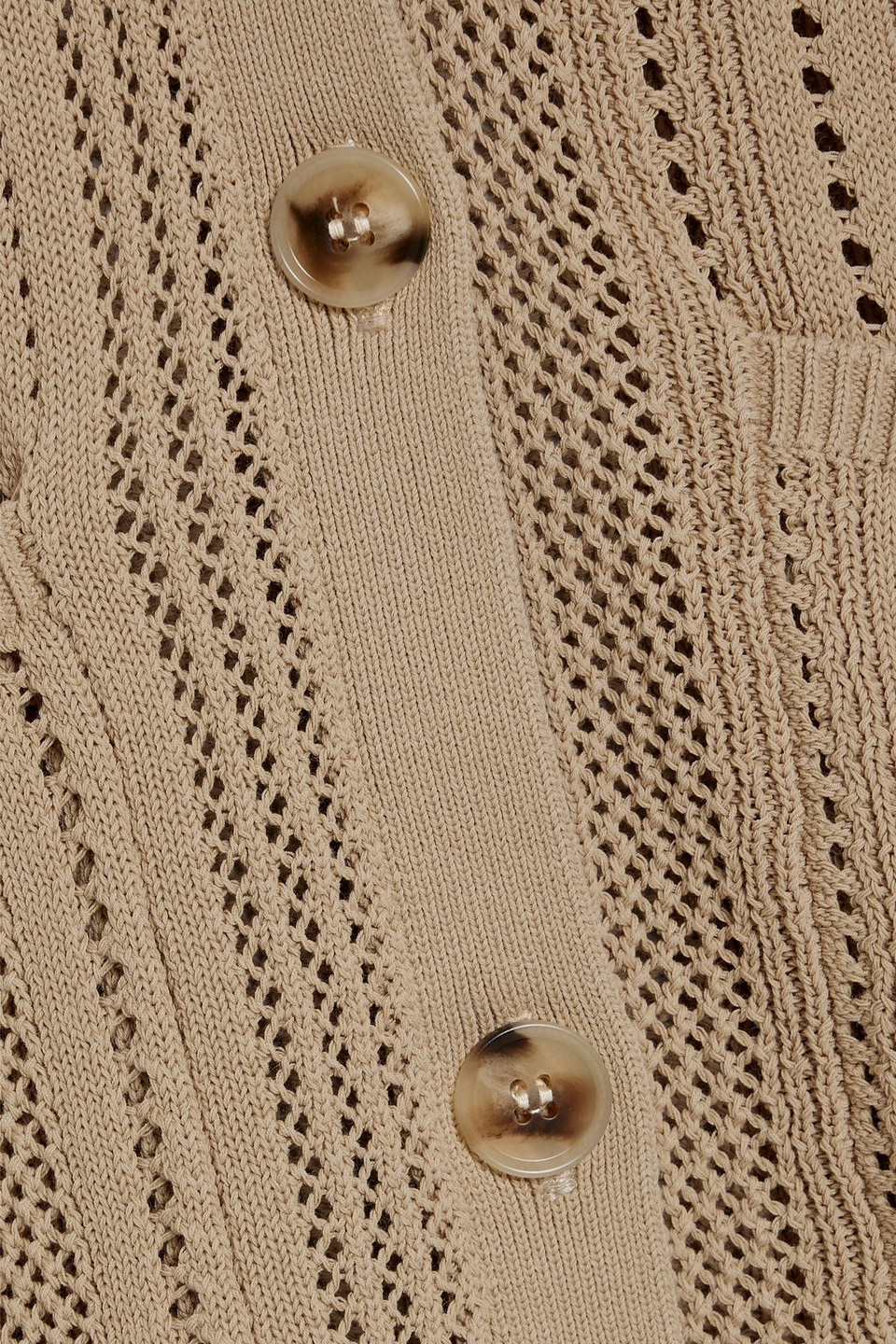 Shop By Malene Birger Samina Pointelle-knit Cotton-blend Cardigan In Sand