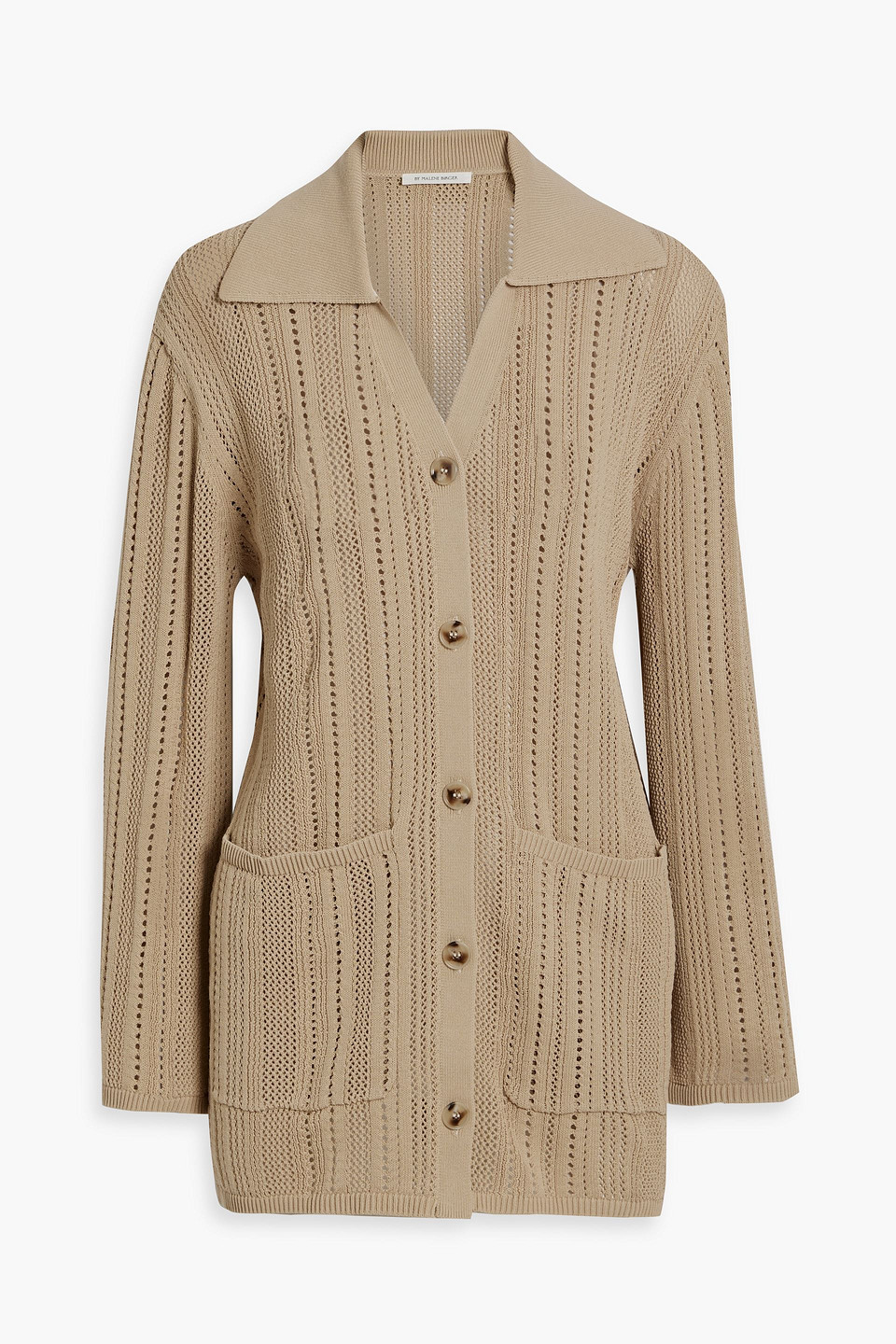 By Malene Birger Samina Pointelle-knit Cotton-blend Cardigan In Sand