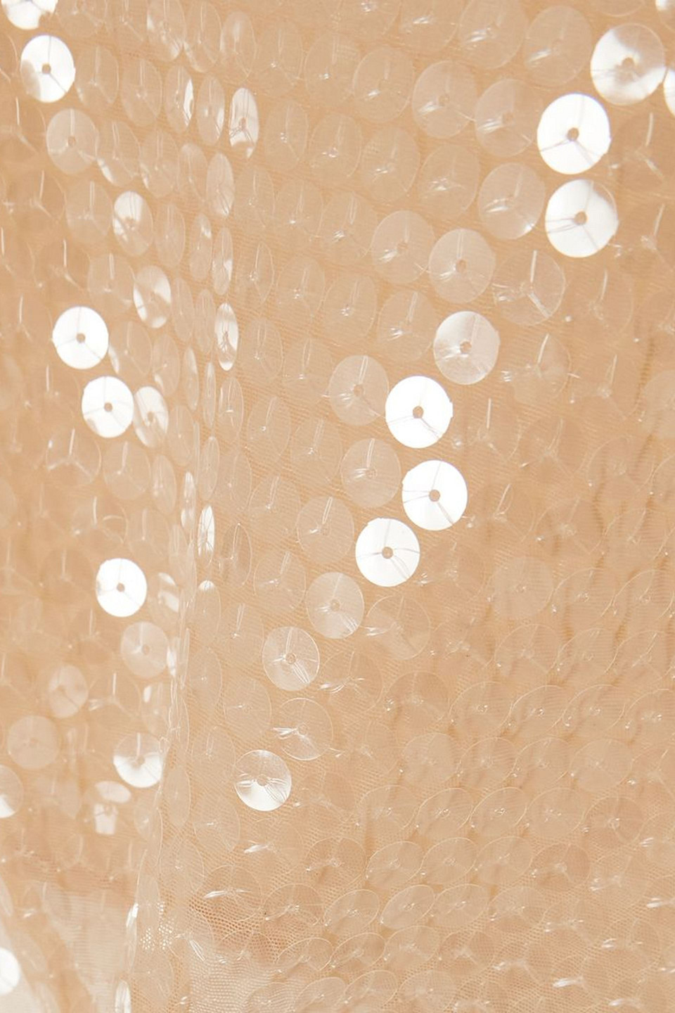 Mugler Cropped Sequined Stretch-tulle Top In Neutral