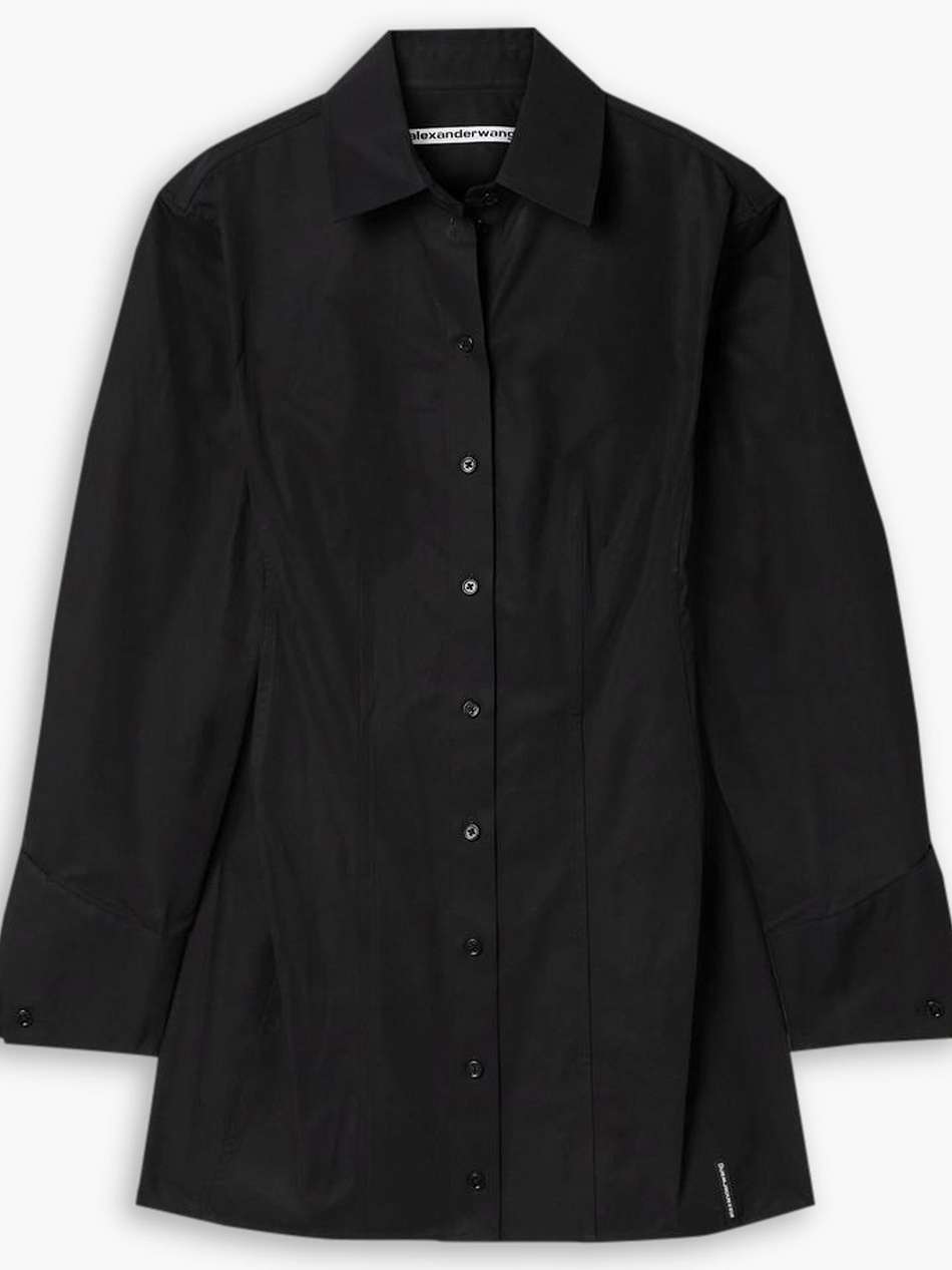cotton-poplin mini shirt dress
