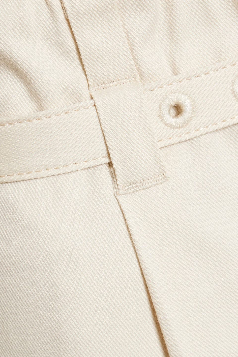 Brunello Cucinelli Belted Cotton-blend Twill Tapered Pants In Ecru