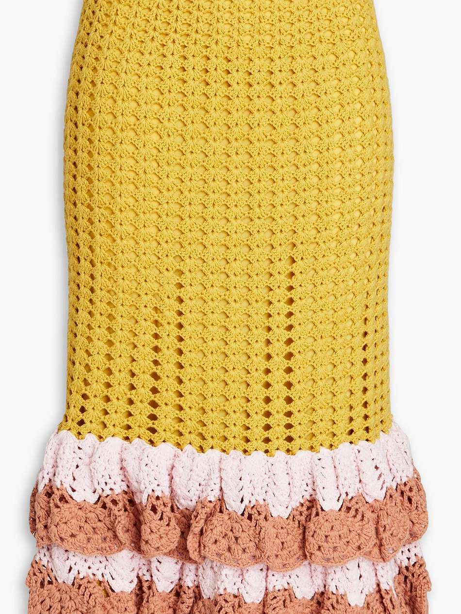 tiered crocheted cotton midi skirt
