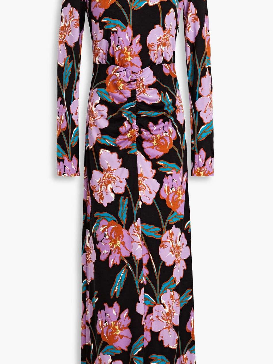 madge ruched lyocell and wool-blend jersey maxi dress