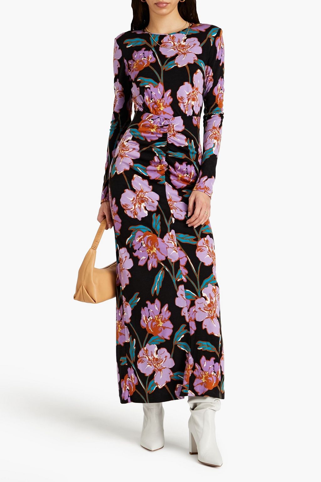 DIANE VON FURSTENBERG Madge ruched Lyocell and wool-blend jersey maxi dress
