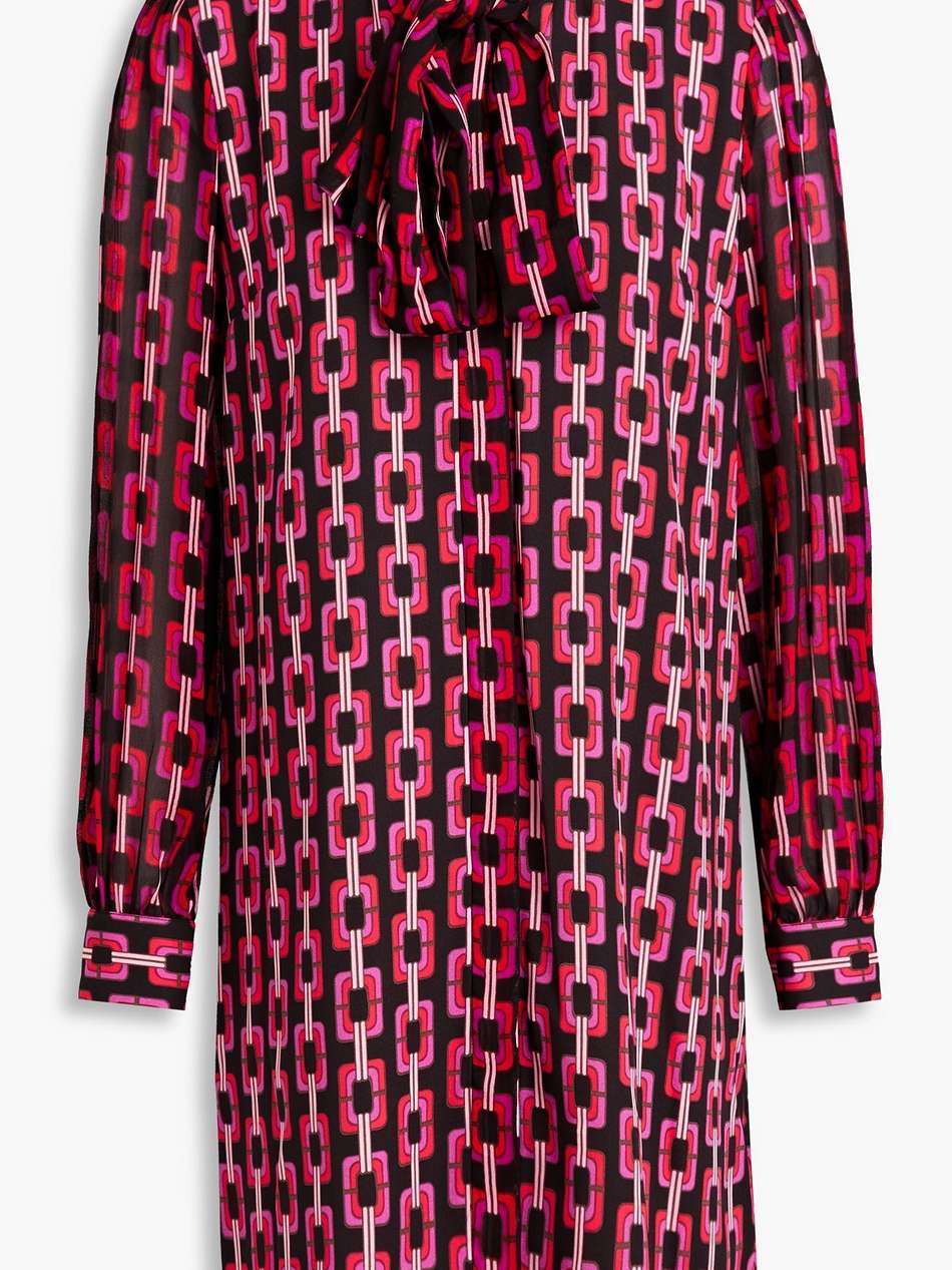 prue pussy-bow printed crepe dress
