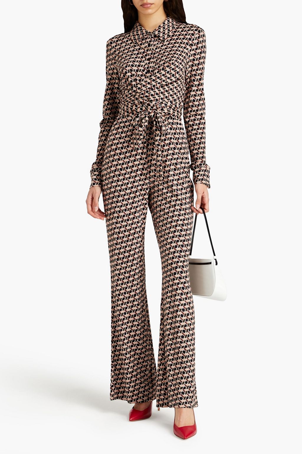DIANE VON FURSTENBERG Michelle wrap-effect printed jersey jumpsuit