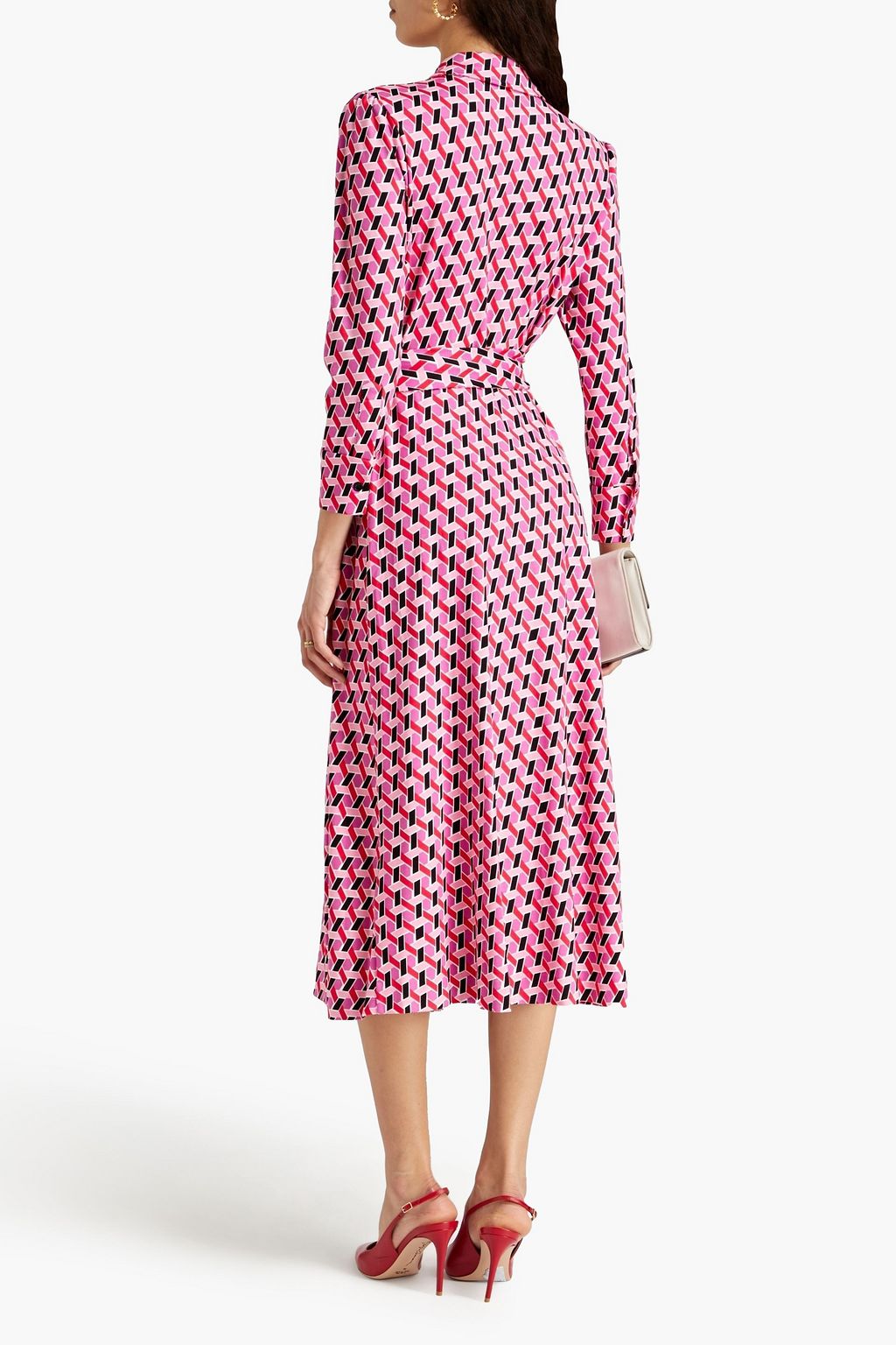 DIANE VON FURSTENBERG ジャージー ミディシャツワンピース プリント入り