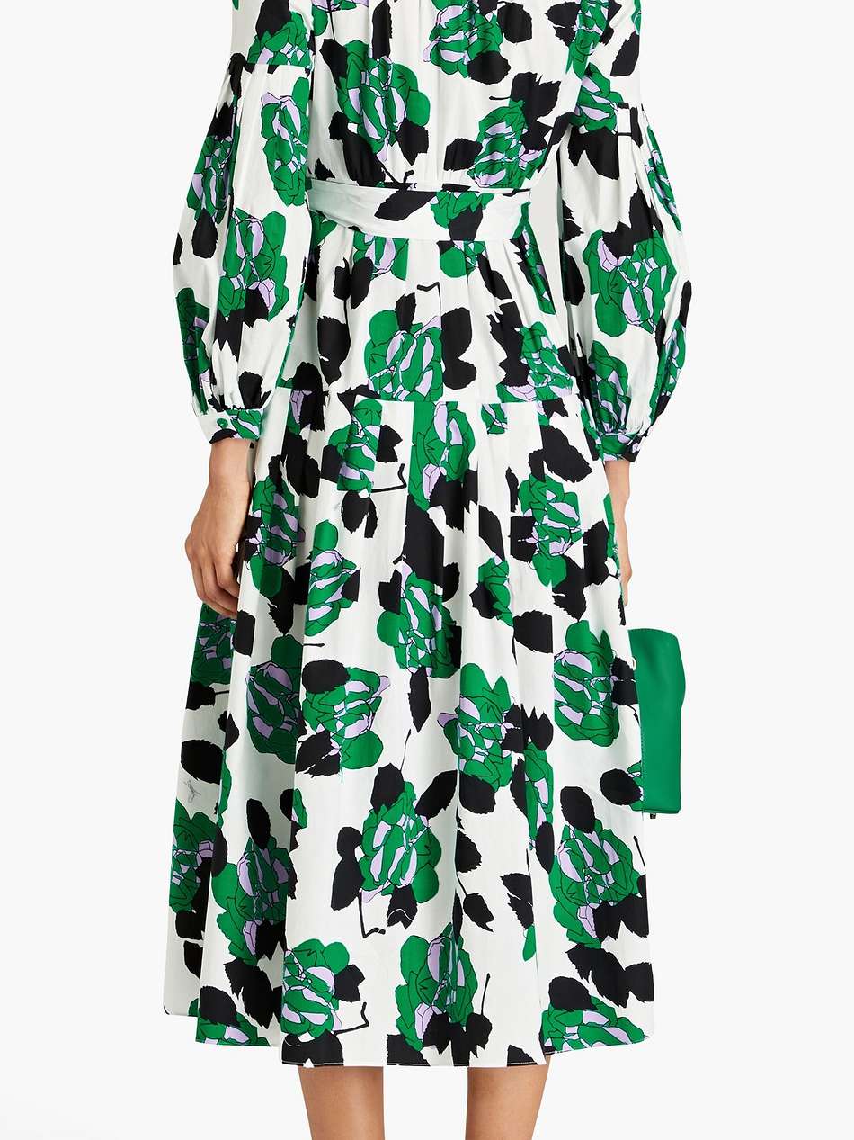 lux floral-print stretch-cotton poplin midi shirt dress