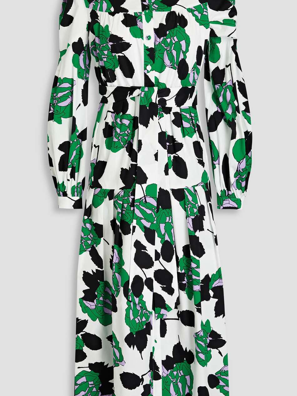 lux floral-print stretch-cotton poplin midi shirt dress