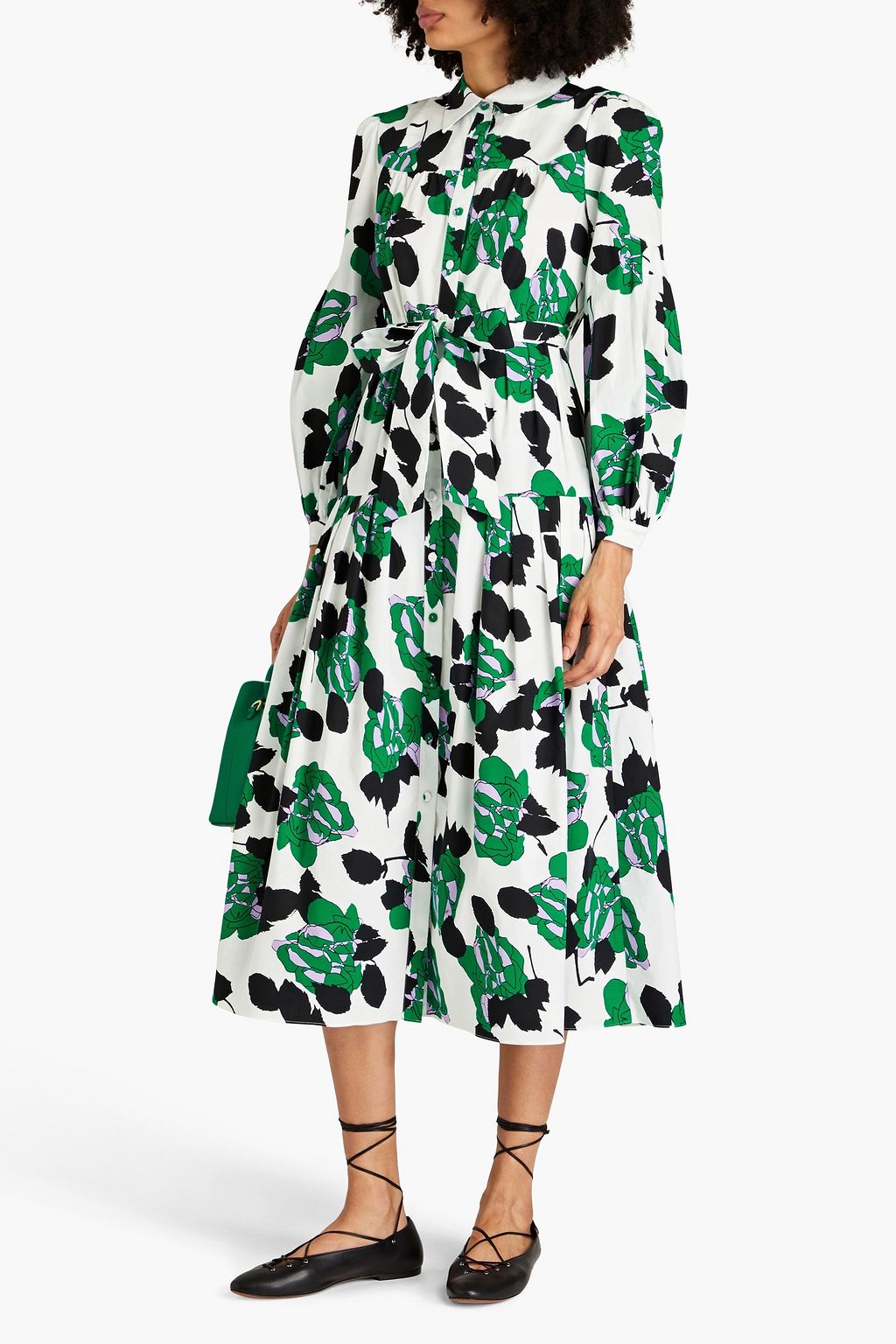 DIANE VON FURSTENBERG Lux floral-print stretch-cotton poplin midi shirt dress