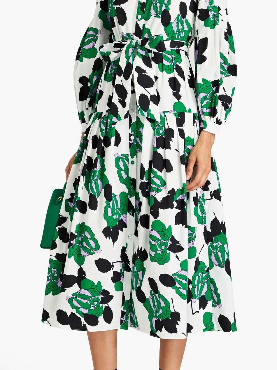 lux floral-print stretch-cotton poplin midi shirt dress