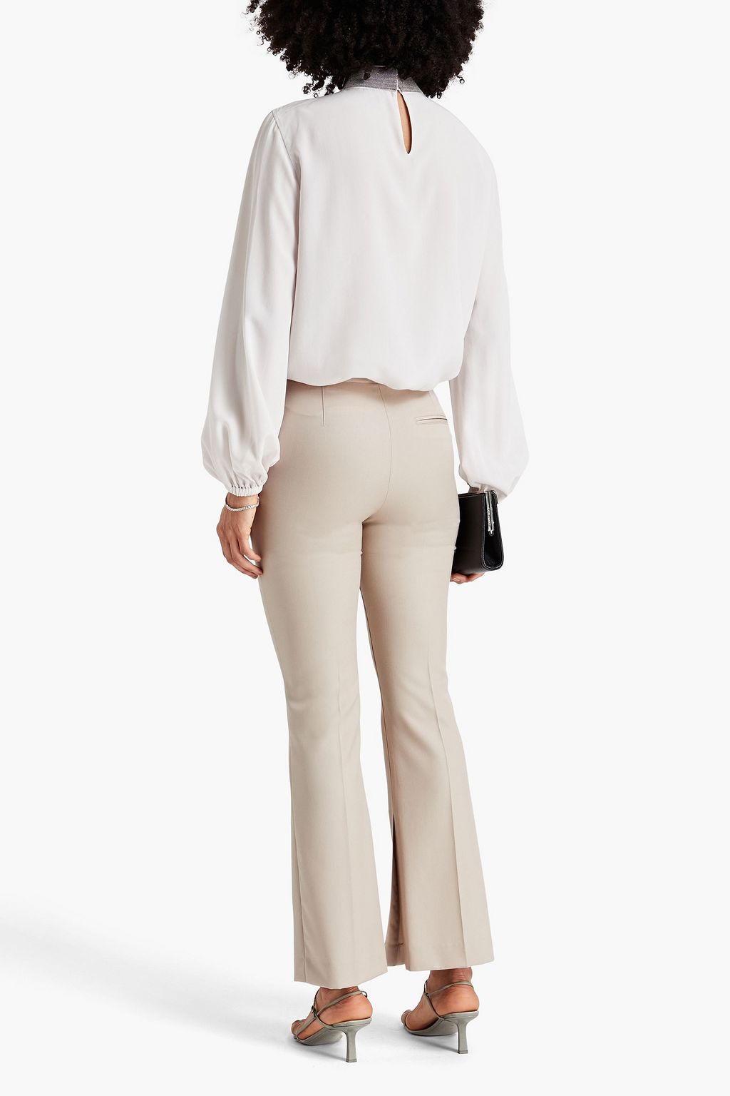 BRUNELLO CUCINELLI Bluse aus Crêpe de Chine aus Seide mit Zierperlen