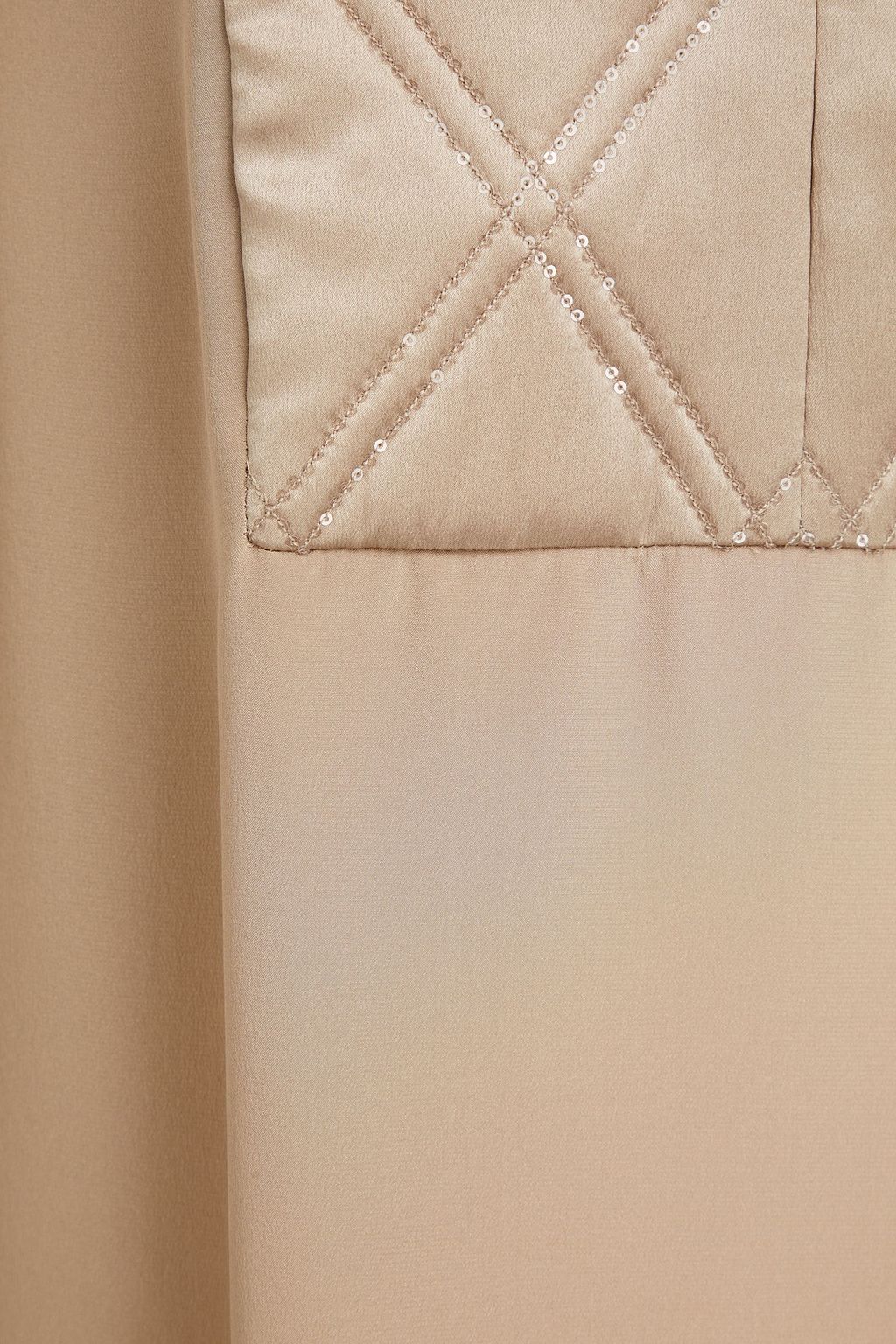 BRUNELLO CUCINELLI Quilted satin-paneled silk crepe de chine blouse