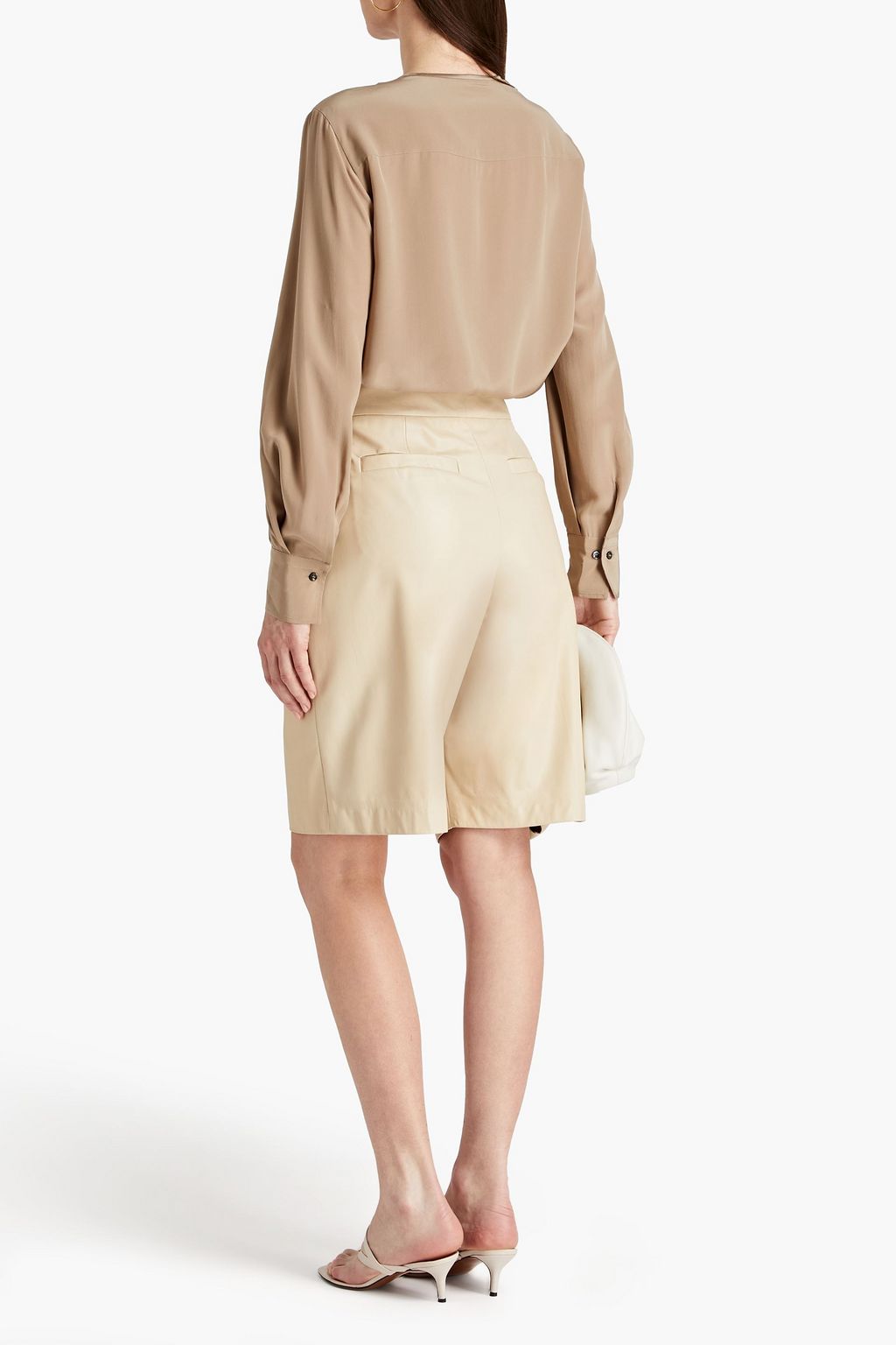 BRUNELLO CUCINELLI Quilted satin-paneled silk crepe de chine blouse