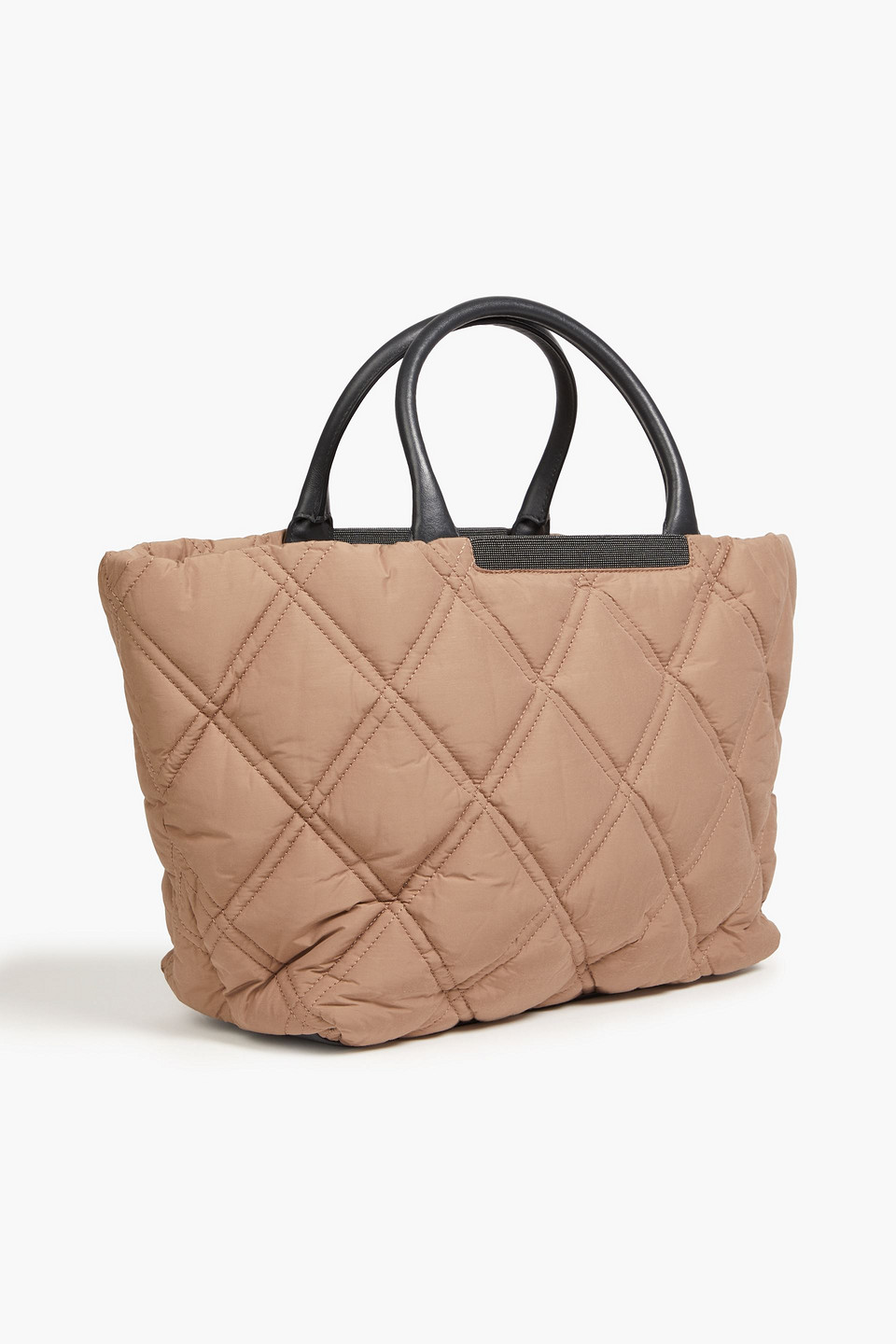 BRUNELLO CUCINELLI QUILTED BEAD-EMBELLISHED SHELL TOTE