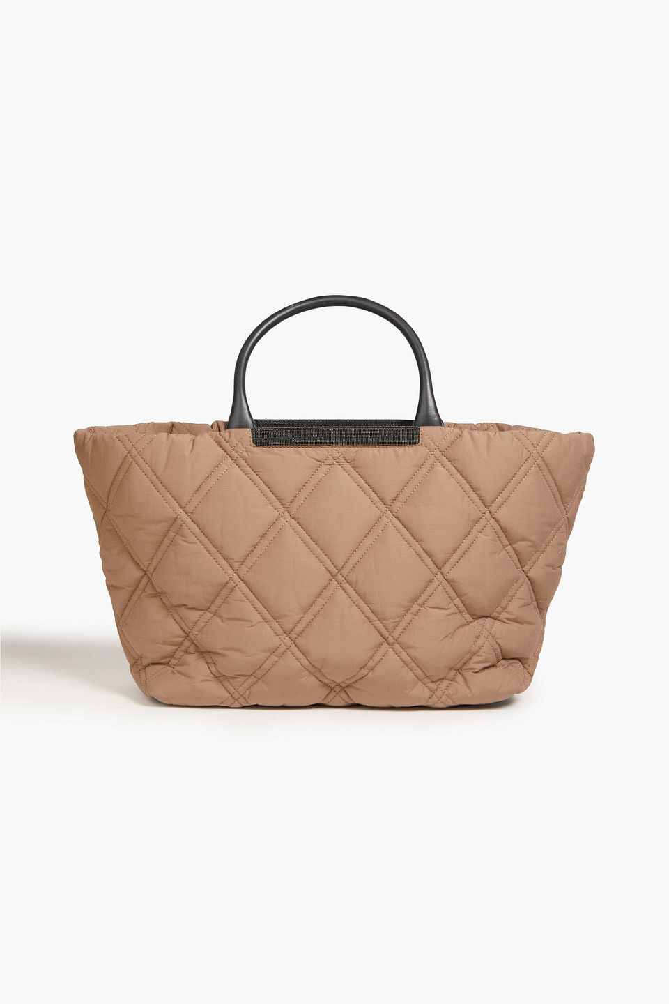 Brunello Cucinelli Quilted Bead-embellished Shell Tote In Taupe