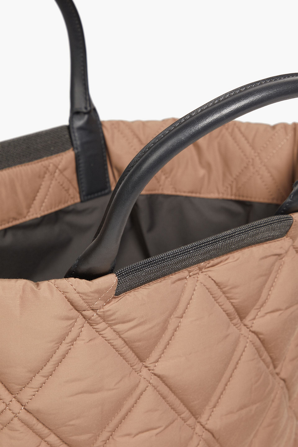 BRUNELLO CUCINELLI QUILTED BEAD-EMBELLISHED SHELL TOTE