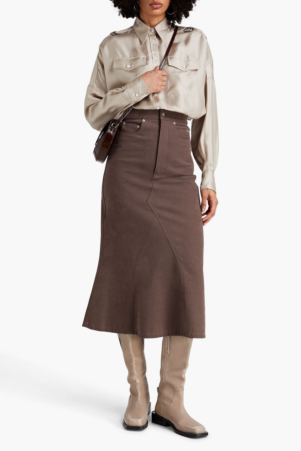 BRUNELLO CUCINELLI Embellished silk-twill shirt