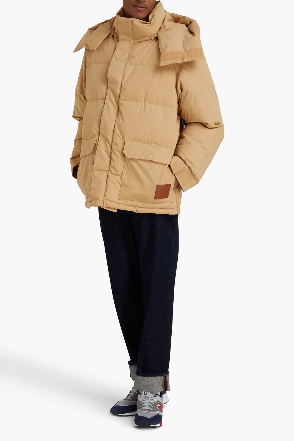 MAISON KITSUNÉ 로고 아플리케 퀼팅 코튼 후드 재킷