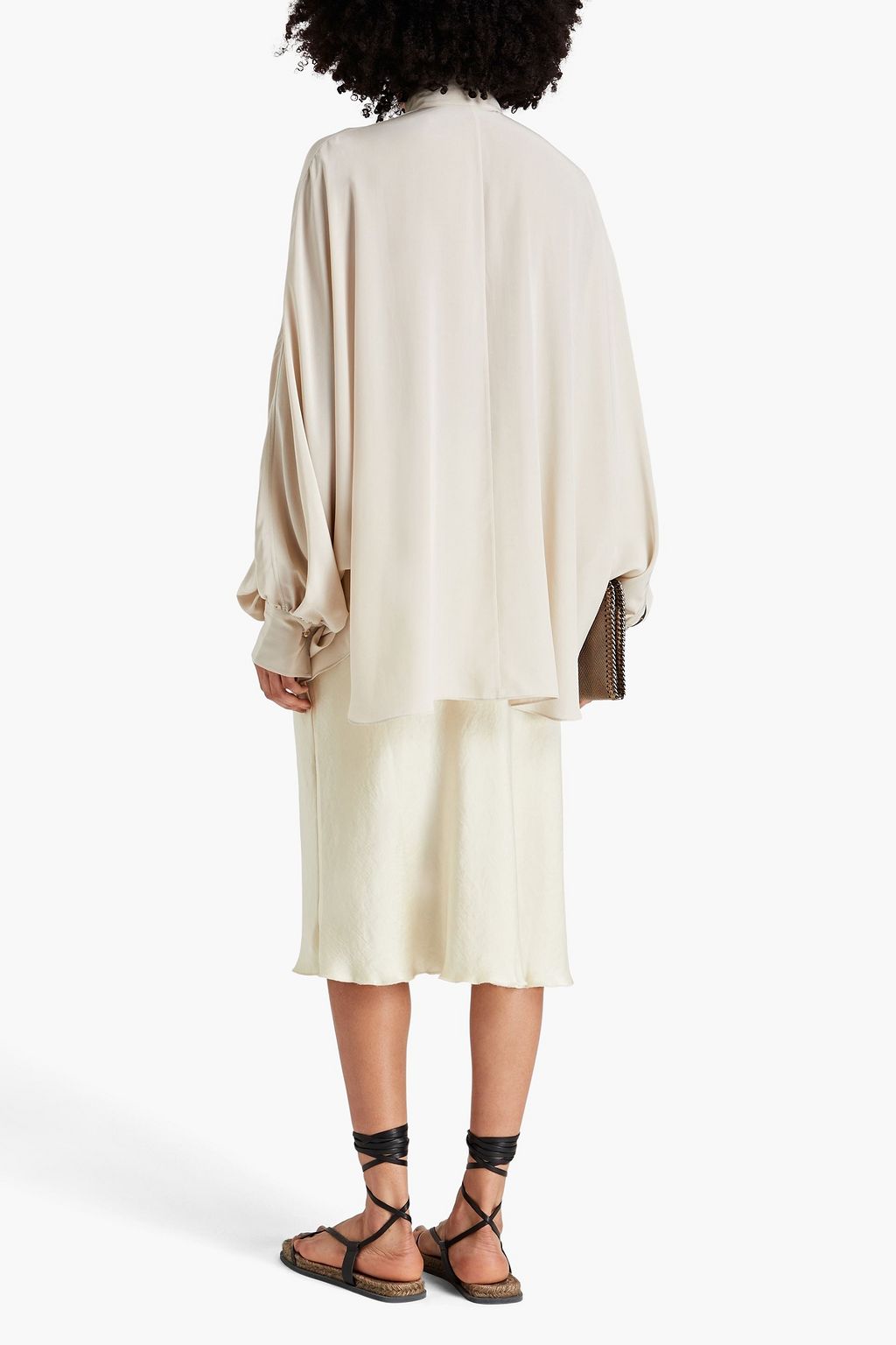 BRUNELLO CUCINELLI Oversized bead-embellished crepe de chine shirt