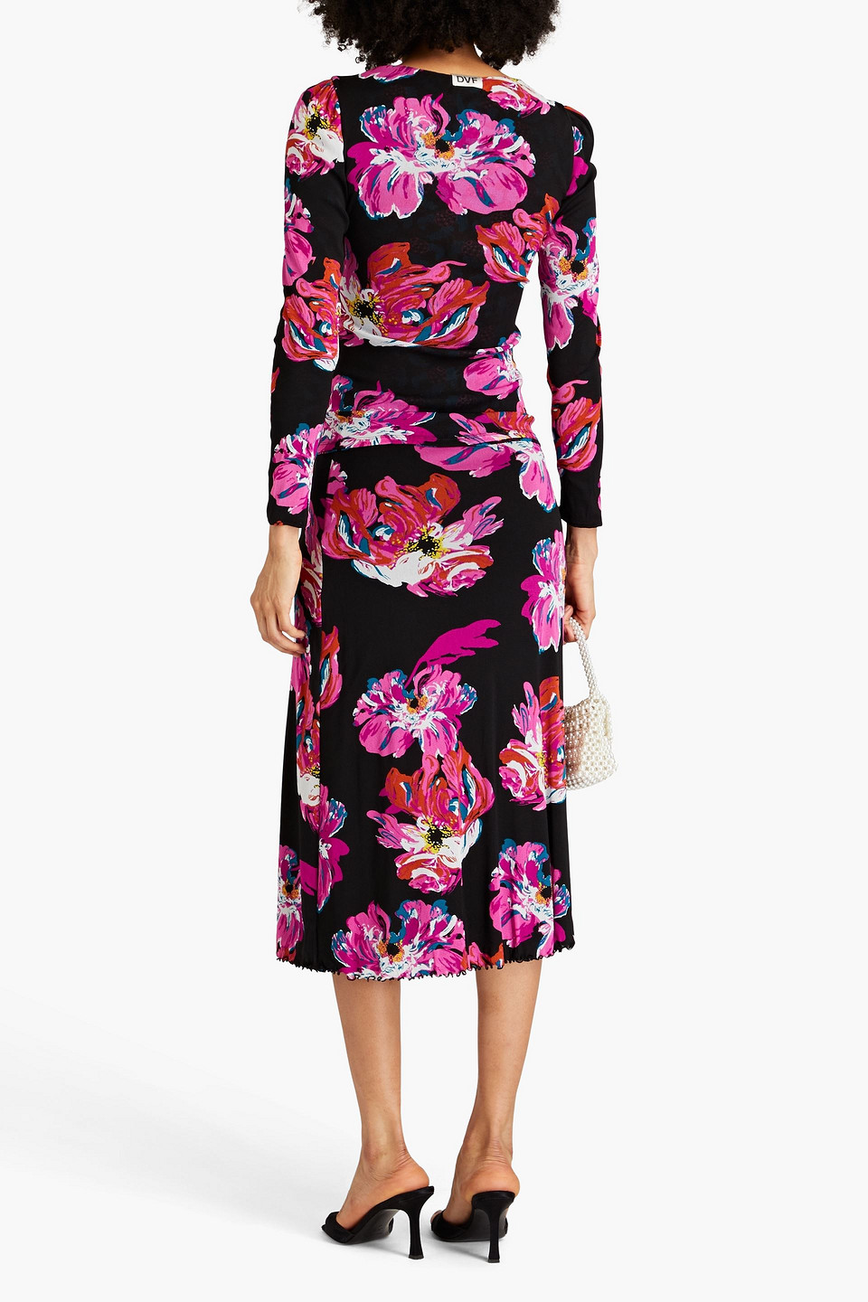 Shop Diane Von Furstenberg Darlene Reversible Printed Stretch-mesh Midi Skirt In Fuchsia