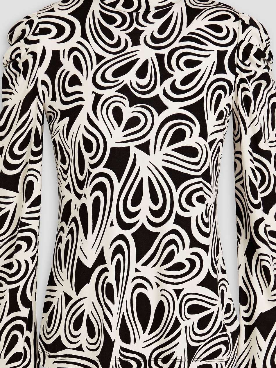 doha ruched printed lyocell and wool-blend jersey turtleneck top